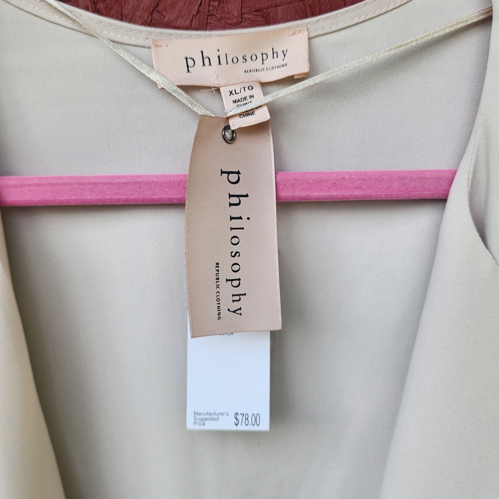 Philosophy Cream Long Cardigan Style Flowy Perfect For Layering